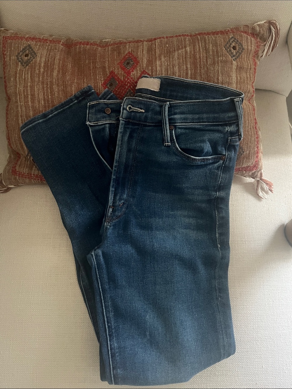 MOTHER Straight Leg Blue Denim Jeans - Picture 2 of 7